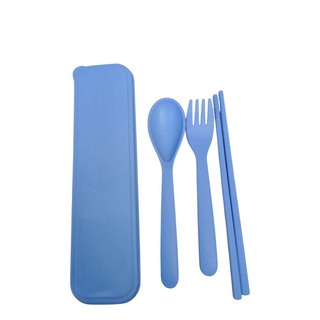 Beauty House Wheat Straw Spoon Fork & Chopstick Set (White)