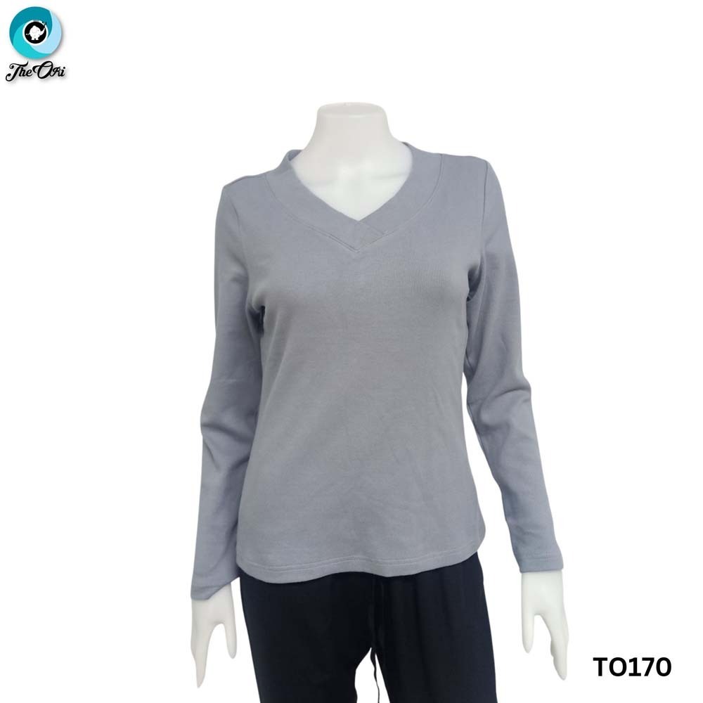 The Ori Women Long Sleeve Top Gray TO126A Large