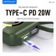 Konfulon A42Q (10000mAh Fast Charging 22.5W Built-in Cable Power Bank) + Lightning Cable Green