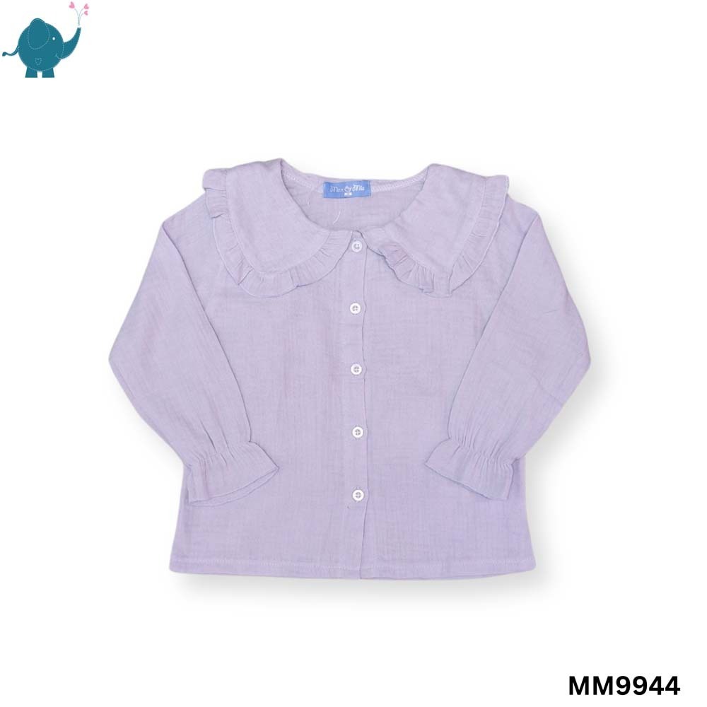 Max & Mia Kid Girl Cotton Puff Long Sleeve Blouse MM9944 Purple L (7/8yrs)