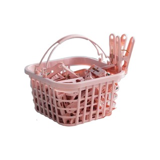 Clothing Portable Clip with Clip Basket 30PCS Pink