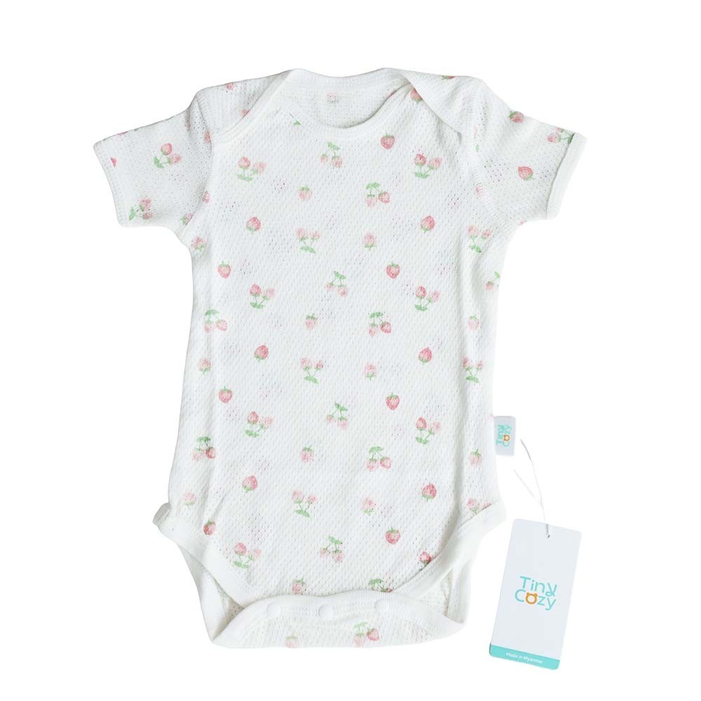 Tiny Cozy Airy Cotton Body Suite (Short Sleeve) TC20212M Strawberry