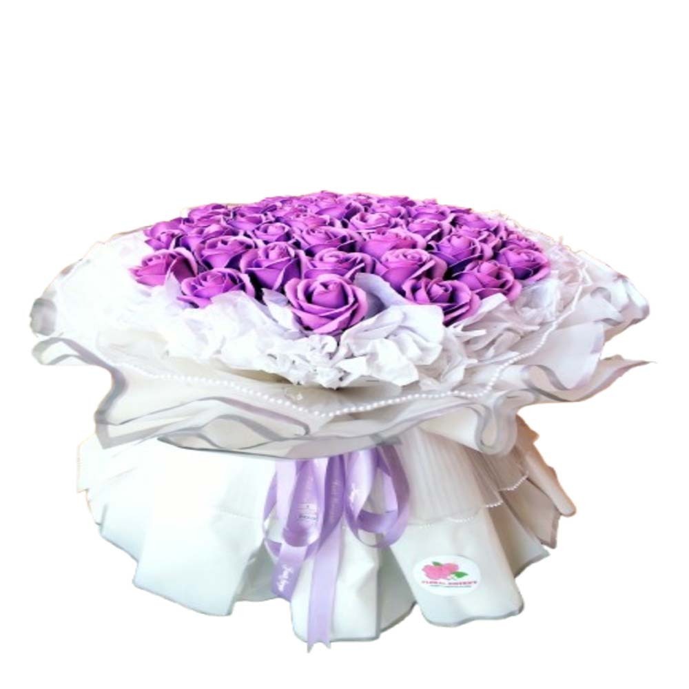 Floral District 50 Purple Artificial Roses Bouquet