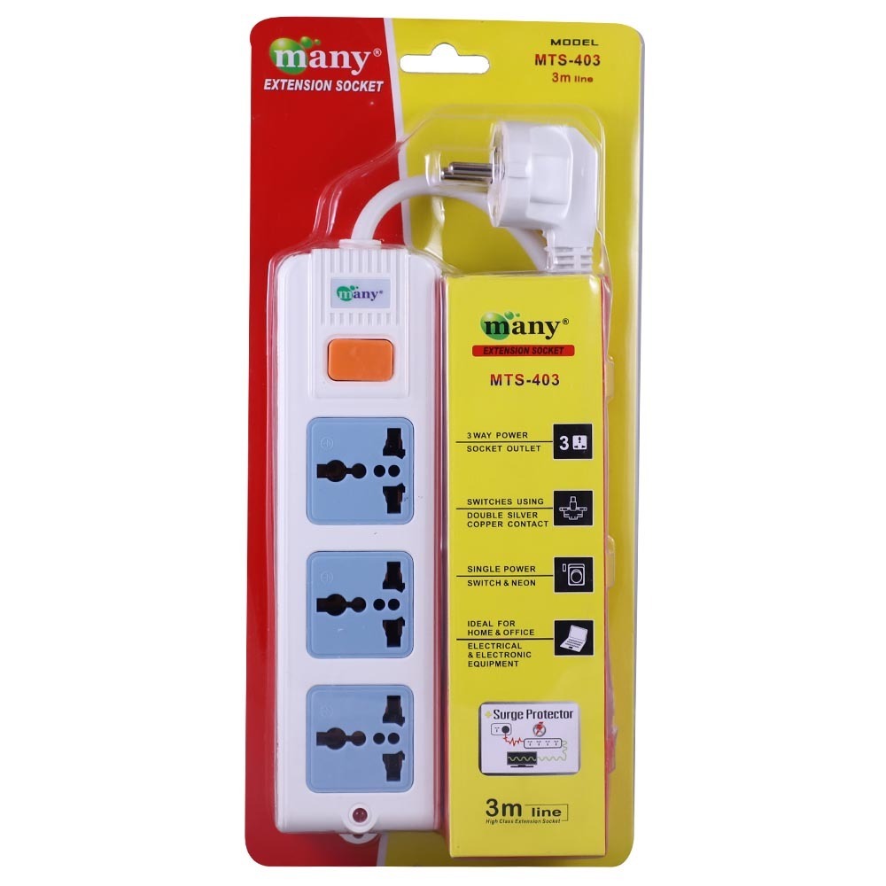 Many 3Way 3M Extension Socket MTS-403