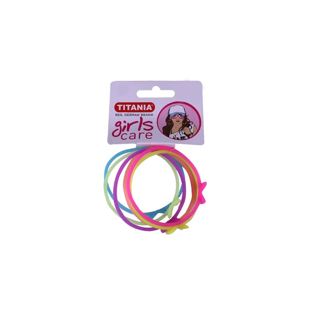 Titania Bow Silicon Elastics Hair Band 6PCS No.7832