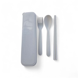 Beauty House Wheat Straw Spoon Fork & Chopstick Set (White)