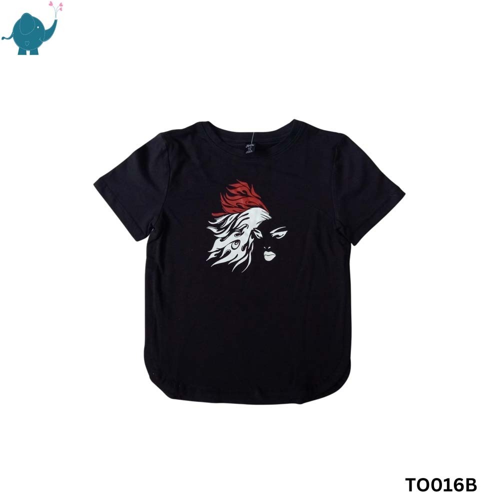 Max & Mia Unisex Printed T-Shirt TO016B Black (5-6 Years)