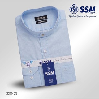 Mandarin Collar Shirt Long Sleeve Over (Denim Blue) SSM-O-P-S-021