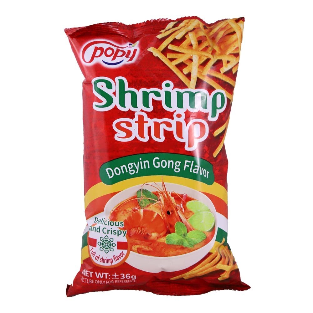 Popy Shrimp Strip Tom Yum Snack 36G