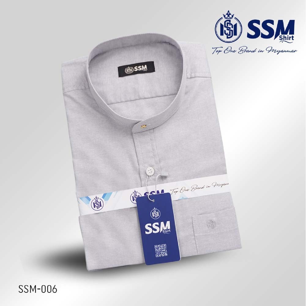 Madarin Collar Shirt Short Sleeve Large (Light Gray) SSM-O-P-S-006