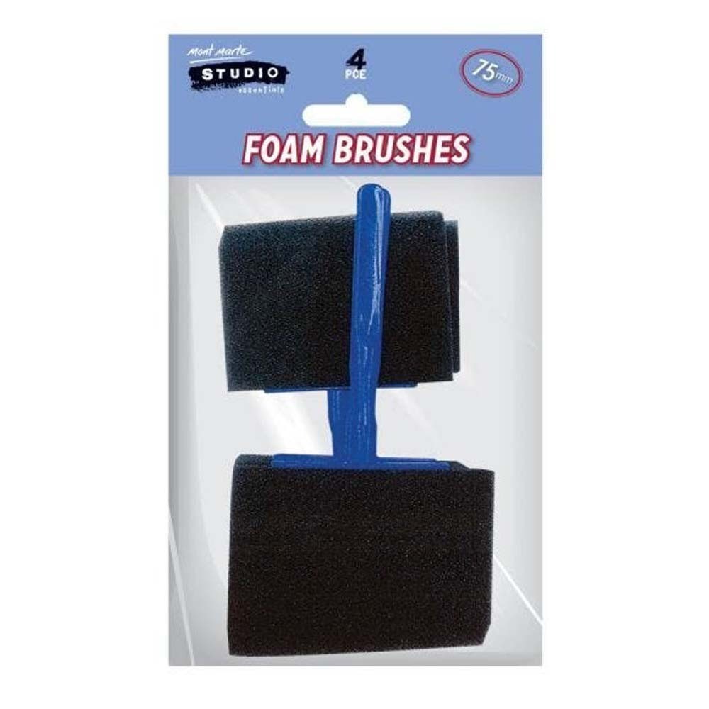 Mont Marte Foam Hobby Brush 75MM 4PCS Poly Bag