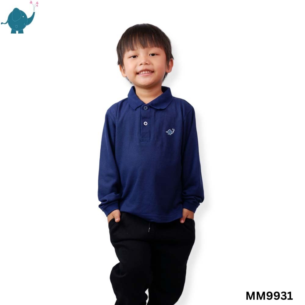 Max & Mia Boy Long-Sleeve Polo Shirt MM9931 Dark Blue Large