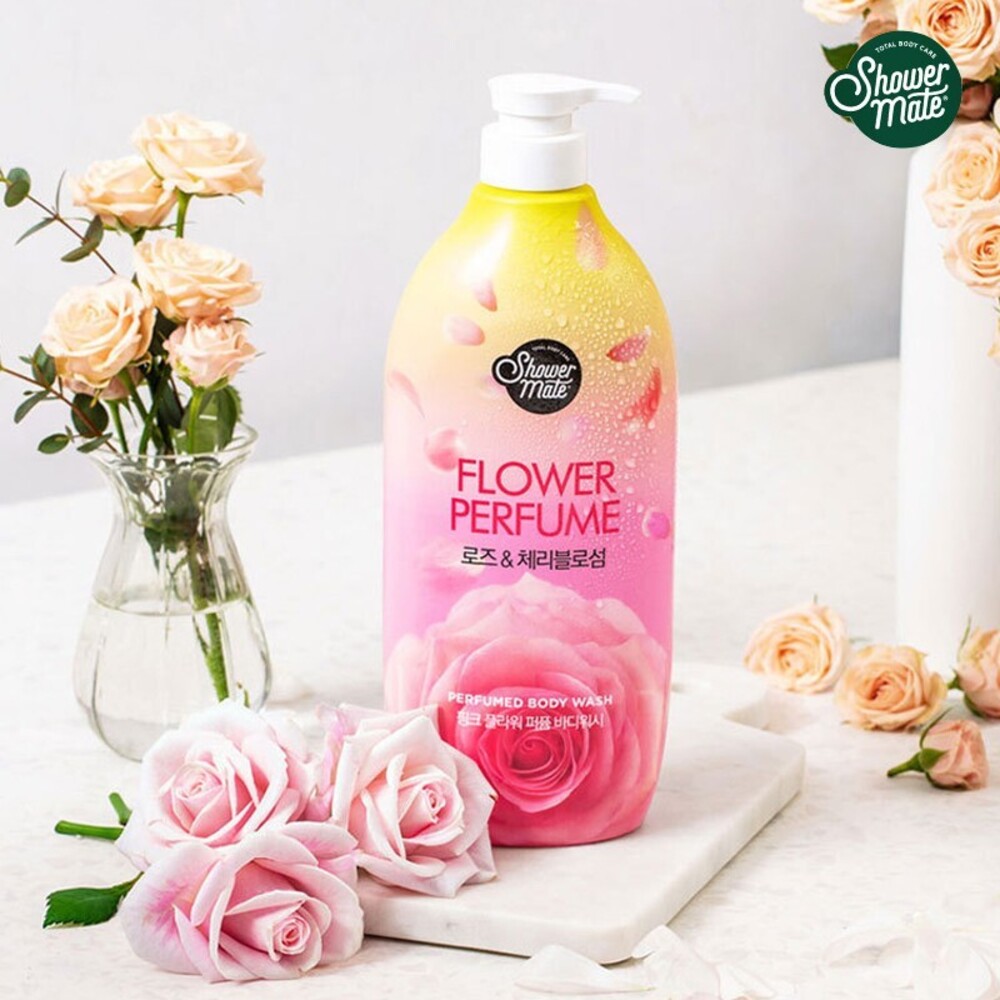 Shower Mate Flower Perfumed Rose & Cherry Blossom Body Wash 900G (Pink)