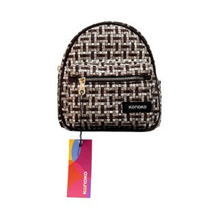 Konoko Cotton Mini Backpack Extra Small (Black Tweed  Silver Zip)