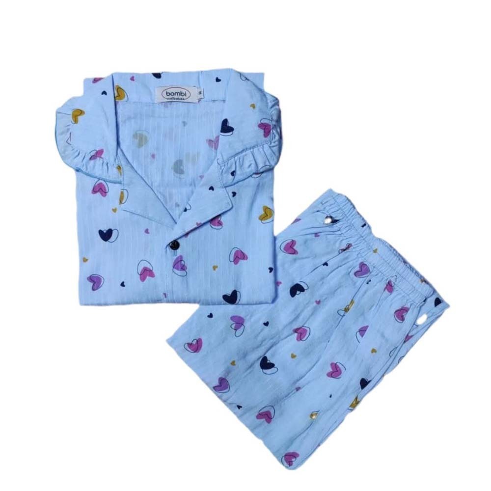 Bambi Womenwear Cotton Oneset L/L Blue AA0047 Medium