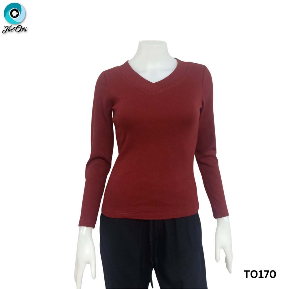 The Ori Women Long Sleeve Top Red TO126A Large