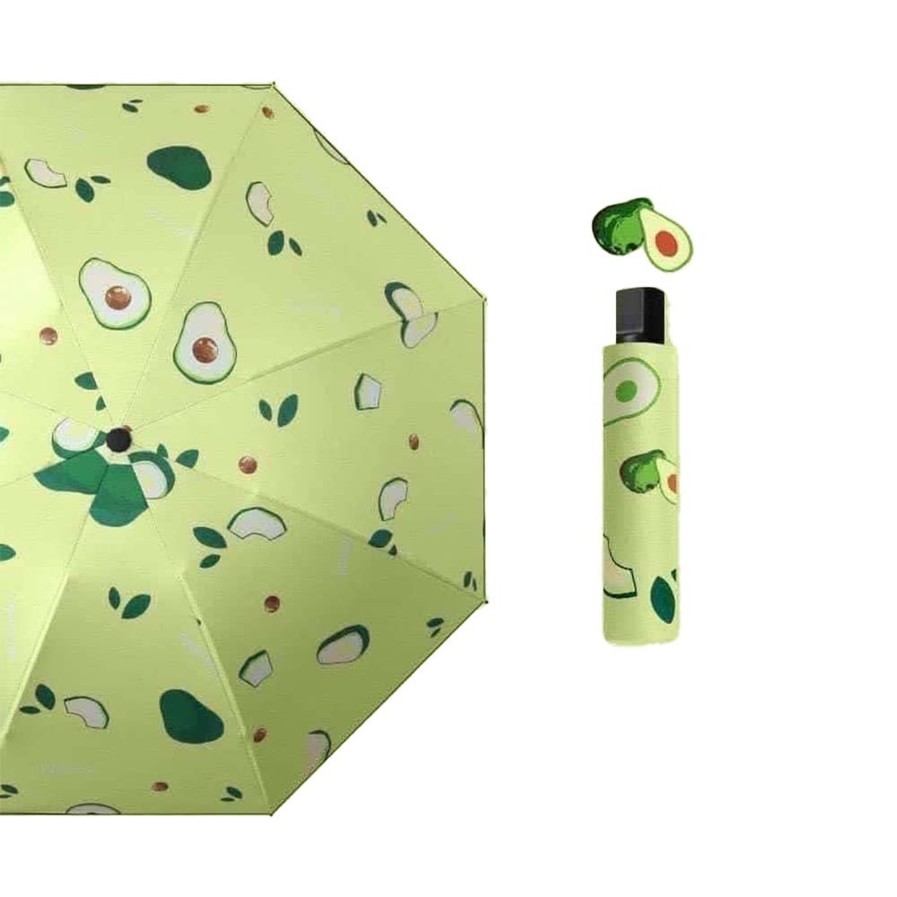 Automatic 3 Fold Fruit Printed Umbrella Green