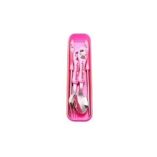 Kids Stainless Steel Spoon, Fork & Chopstick Set Pink