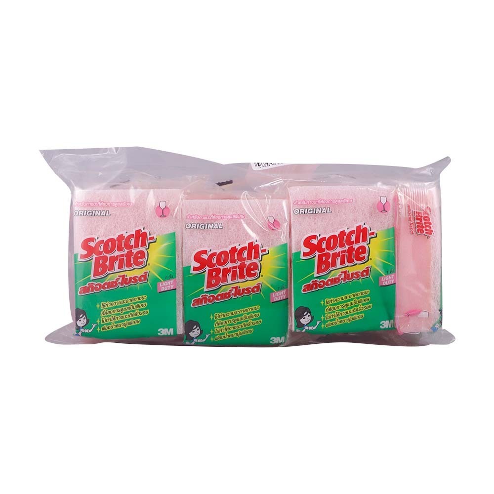 3M Scotch Brite Light Duty Scrub Sponge 6PCS (Pink)