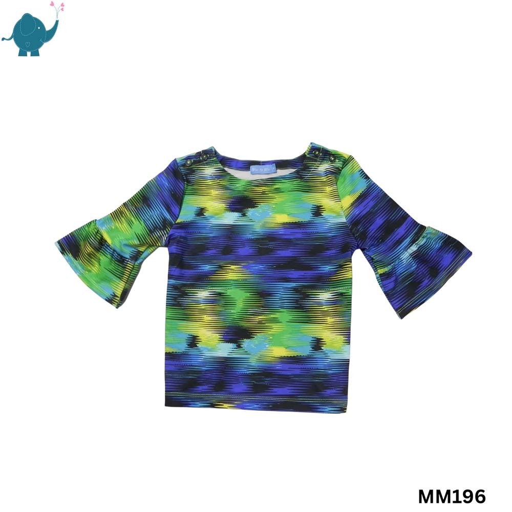 Max & Mia Girl Bell Sleeve Blouse MM196 Green Small
