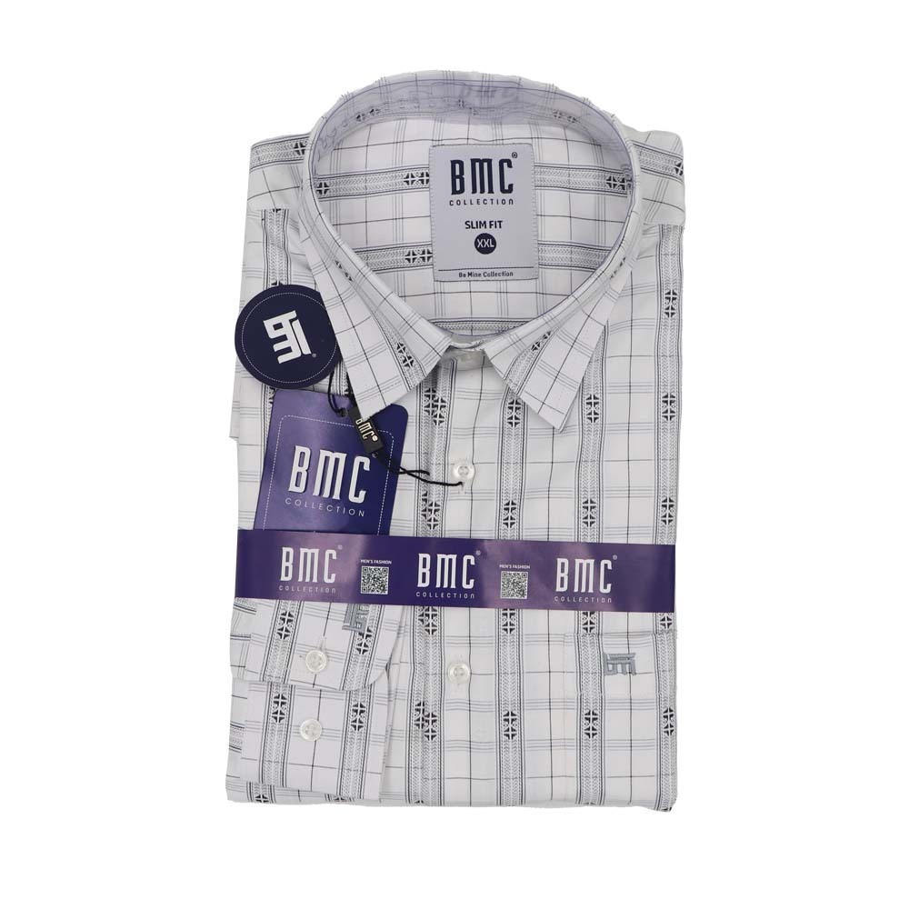 BMC Men Slimfit Shirt Long Sleeve 1310079 Gray Medium