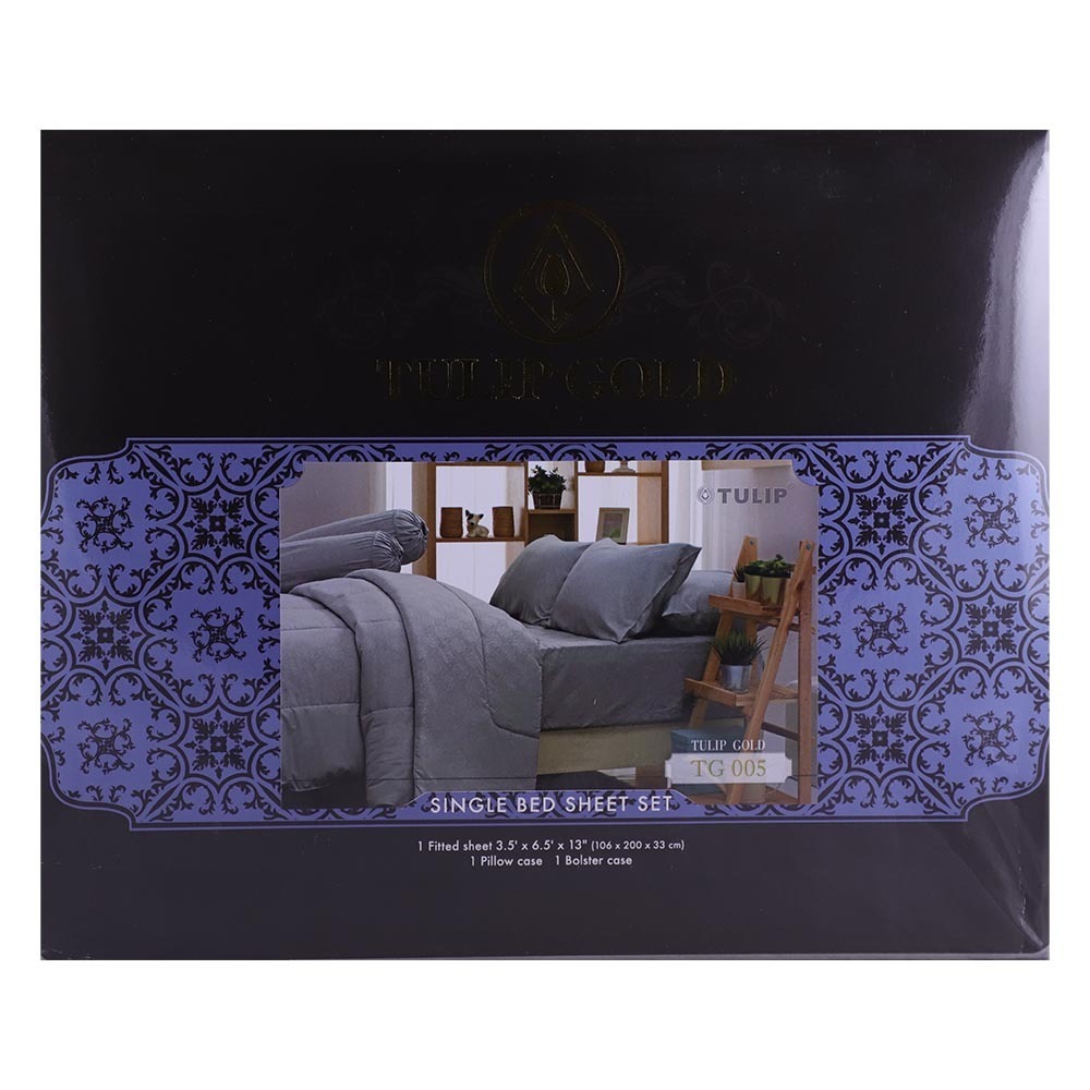 Tulip Gold Bed Sheet 3PCS 3.5x6.5FTx13IN TG005(Fit)