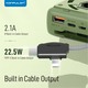 Konfulon A32Q (20000mAh Fast Charging 22.5W Built-in Cable Power Bank) Green