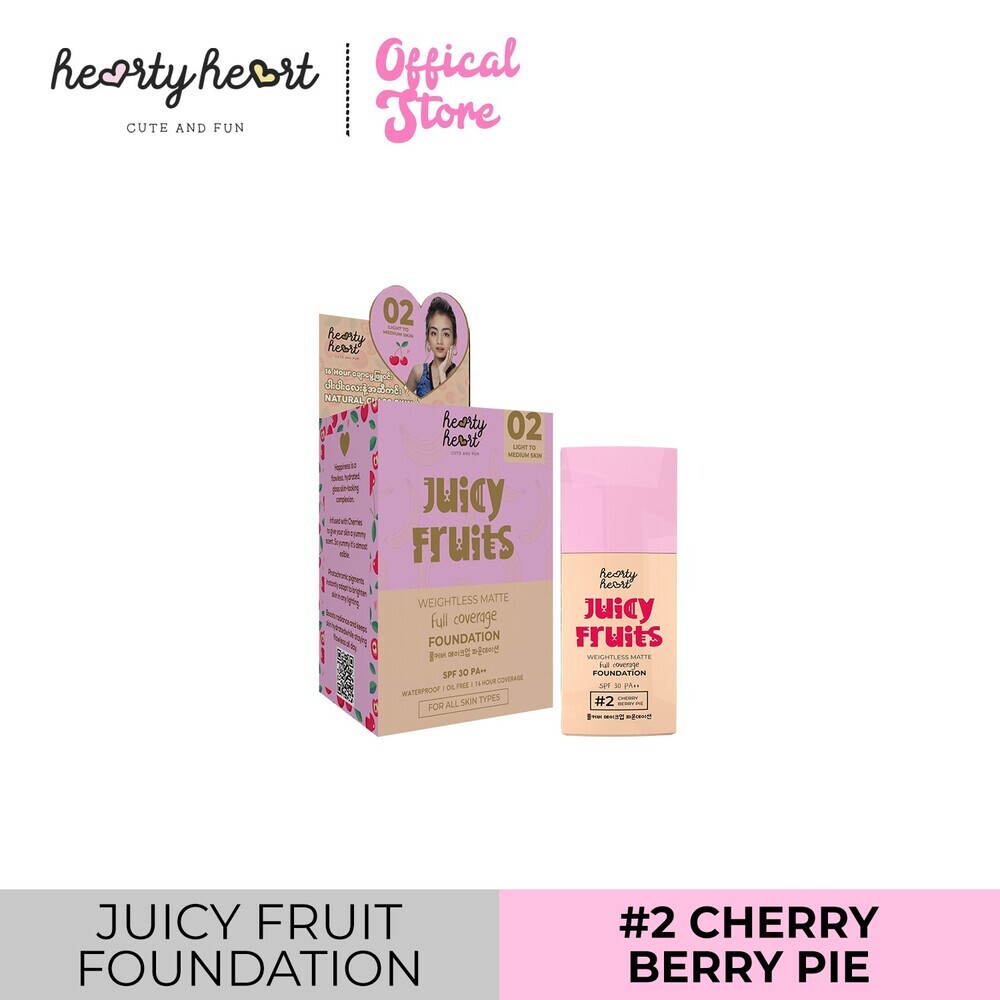 Hearty Heart Juicy Fruits Weightless Matte Full Coverage Foundation SPF 30 PA++ 20ML (02 Cherry Berry Pie)