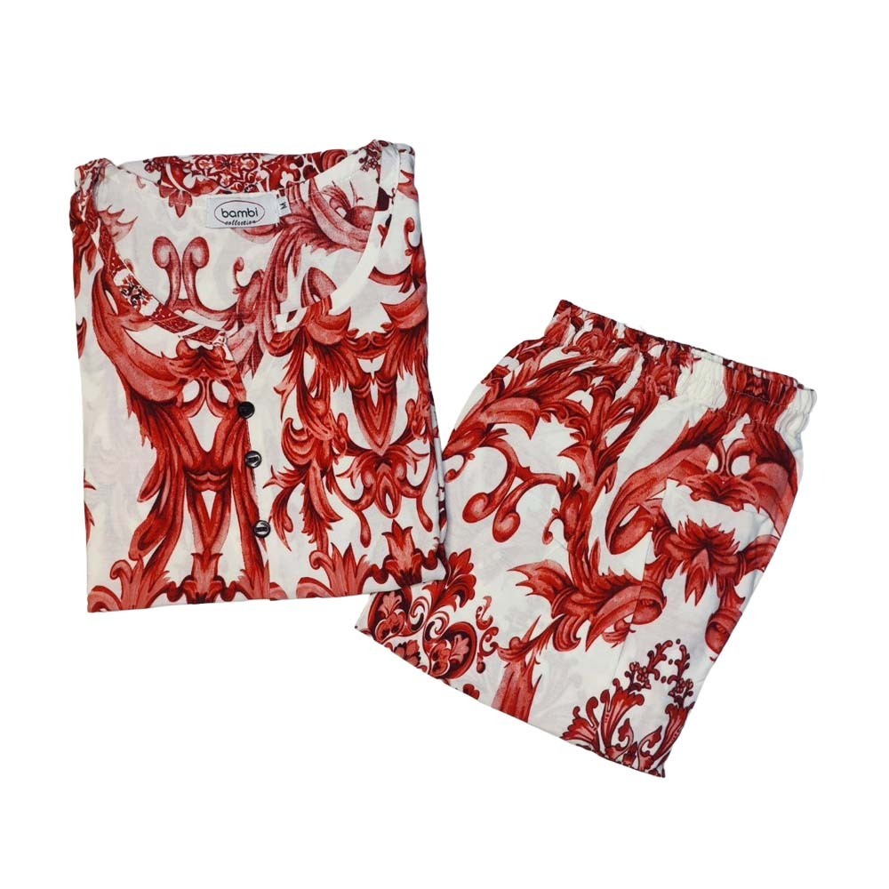 Bambi Womenwear BKK Spun Kanote Oneset D-2 S/L Red AA0061 XL
