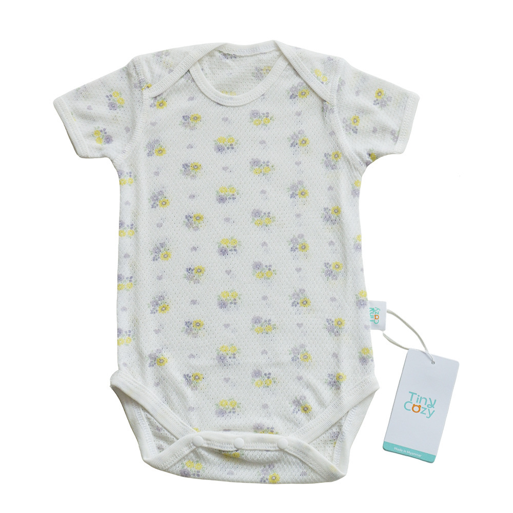 Tiny Cozy Airy Cotton Body Suite (Short Sleeve) TC20212M Yellow & Purple
