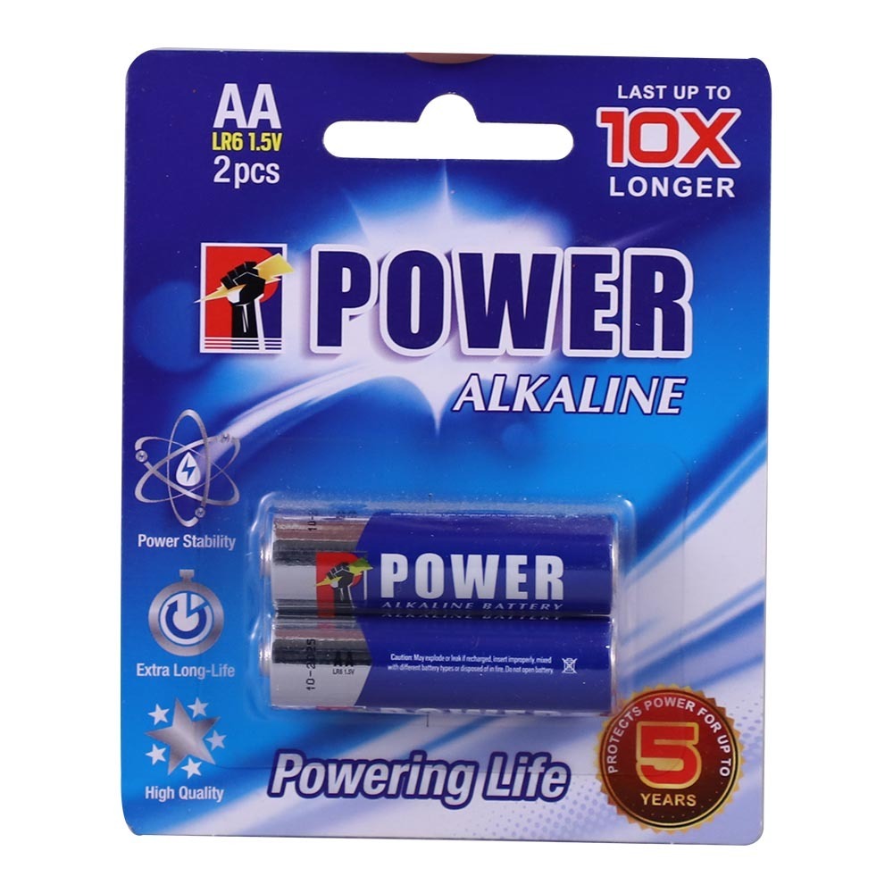 Power Alkaline Battery AA Size 2PCS (Card)