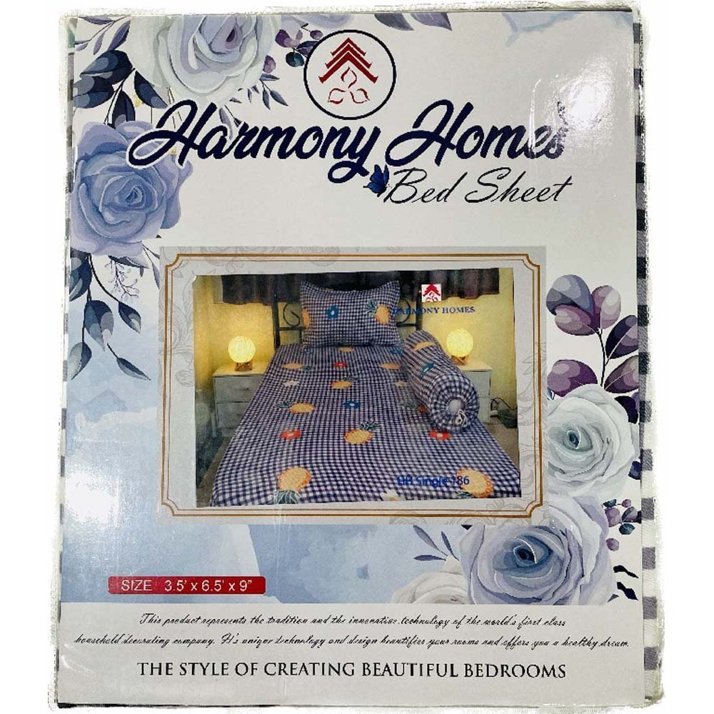 Harmoy Homes Bed Sheet Single (3.5' x 6.5' x 9) HH Single 186