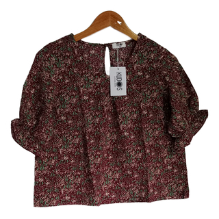 Kudos Floral Chiffon Blouse Red B-003-R Small
