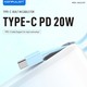 Konfulon A36Q (10000mAh Fast Charging 22.5W Built-in Cable Power Bank) + Lightning Cable Blue