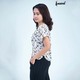 Kudos Floral Chiffon Woman Blouse White B-007 Large