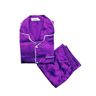 Bambi Women Silk Pajamas One Set Gray AA0015 Large