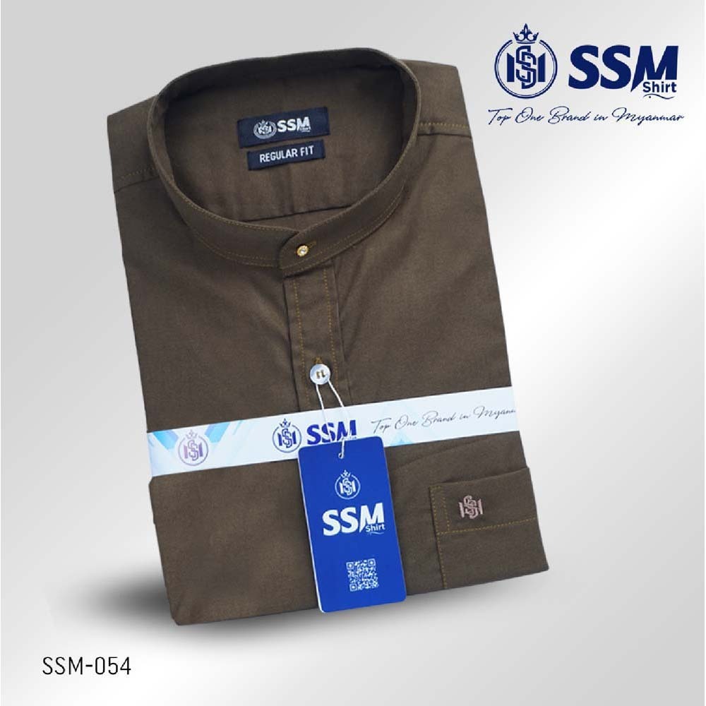 Madarin Collar Shirt Short Sleeve Large (Dark Moss Green) SSM-O-P-S-054