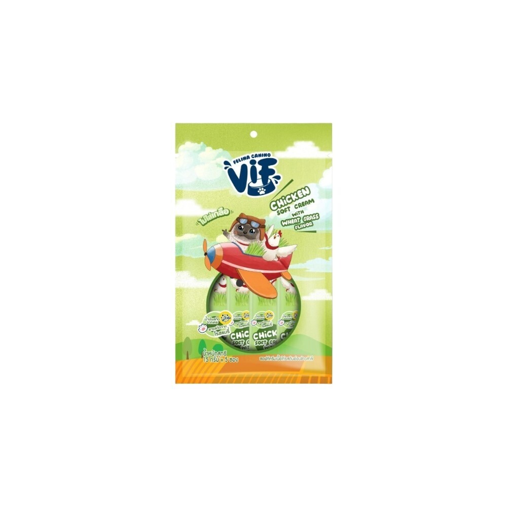 Felina Canino Vif Soft Cream Stick Chicken with Wheat Grass 75G (15Gx5PCS)