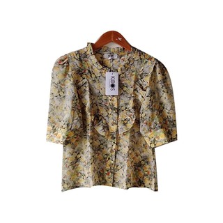 Kudos Floral Chiffon Woman Blouse  B-011 Olive Small