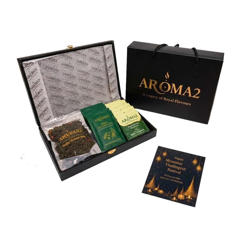 Aroma 2 - Luxury Tea & Premium Gifting Thadingyut Leather Box Set (3)