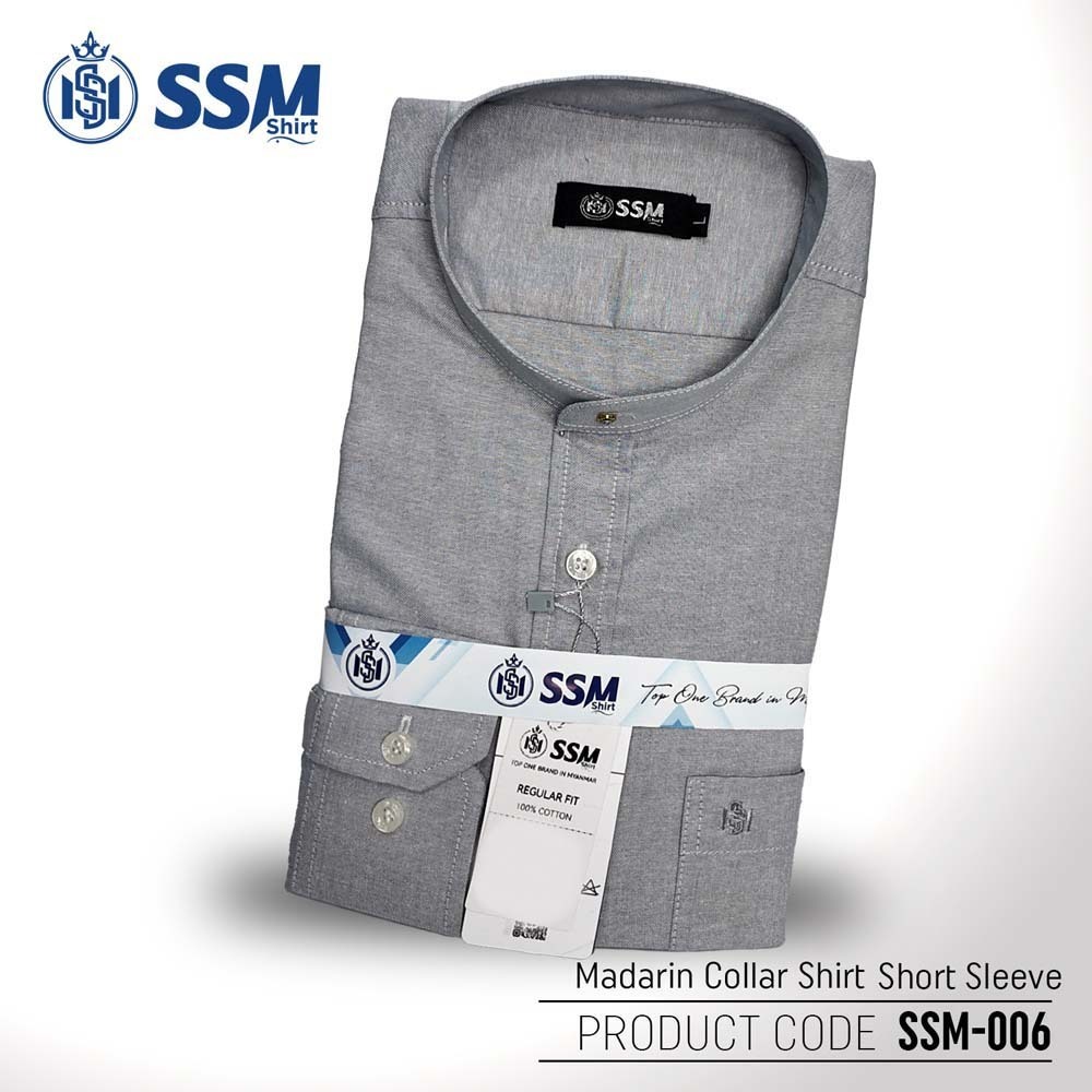 Madarin Collar Shirt Short Sleeve Over Size (Light Gray) SSM-O-M-S-006