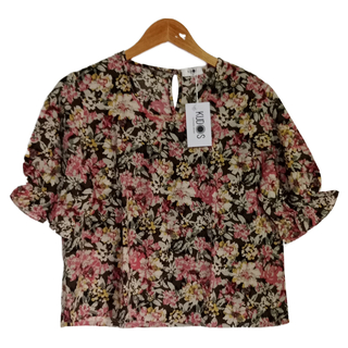 Kudos Floral Chiffon Blouse Purple B-003-PP Medium