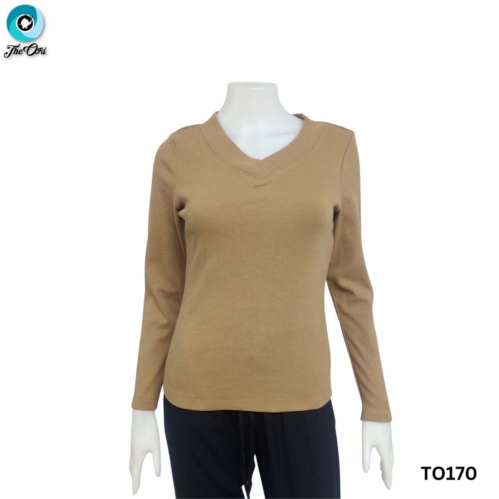 The Ori Women Long Sleeve Top Brown TO126A XL