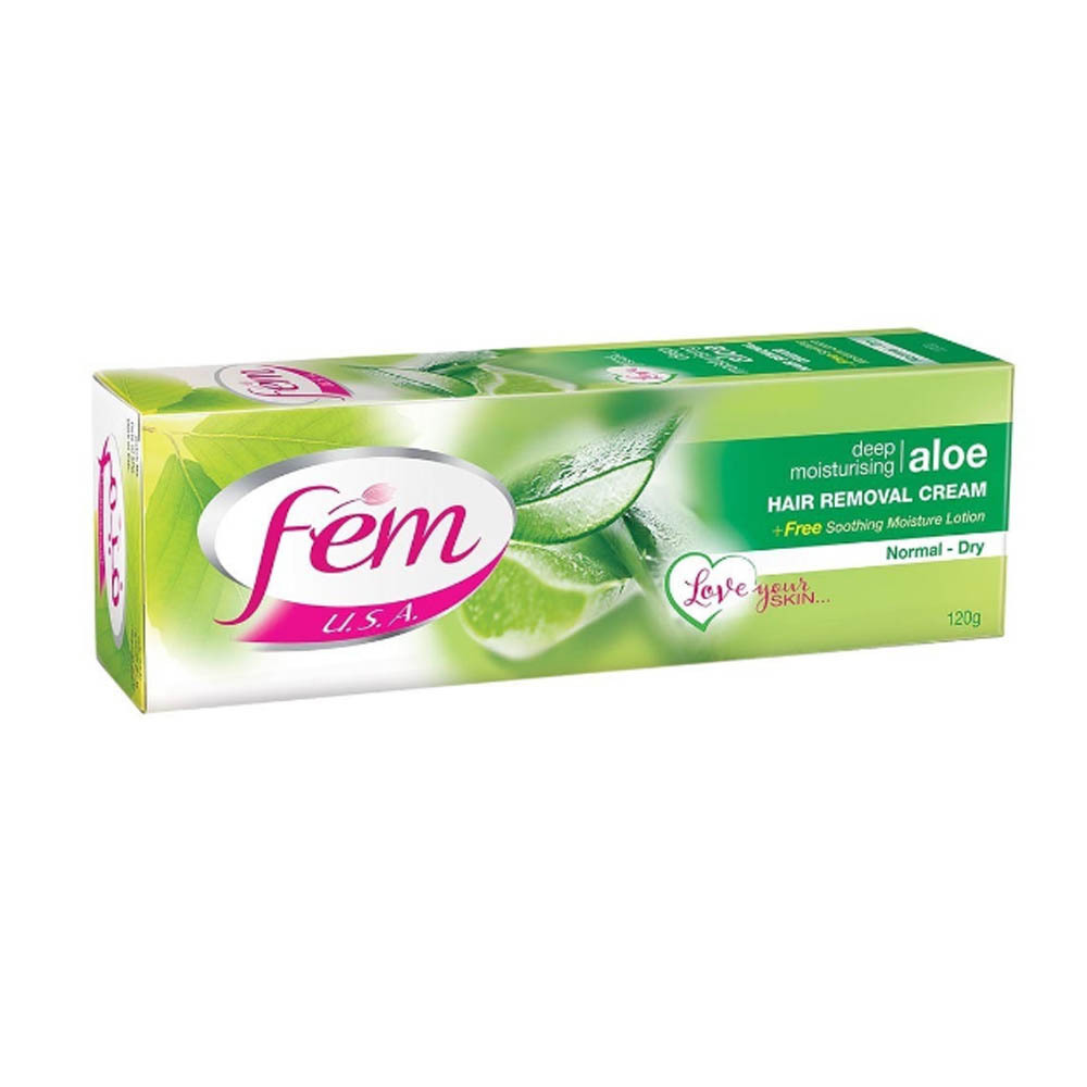 Fem USA Aloe Deep Moisturising Hair Removal Cream For Normal & Dry Skin 120G