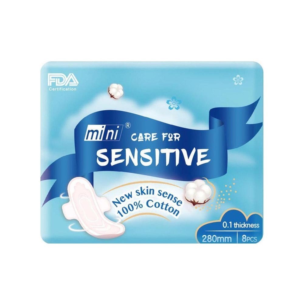 Mini 100% Cotton Night Use Sanitary Napkin 280mm 8PCS