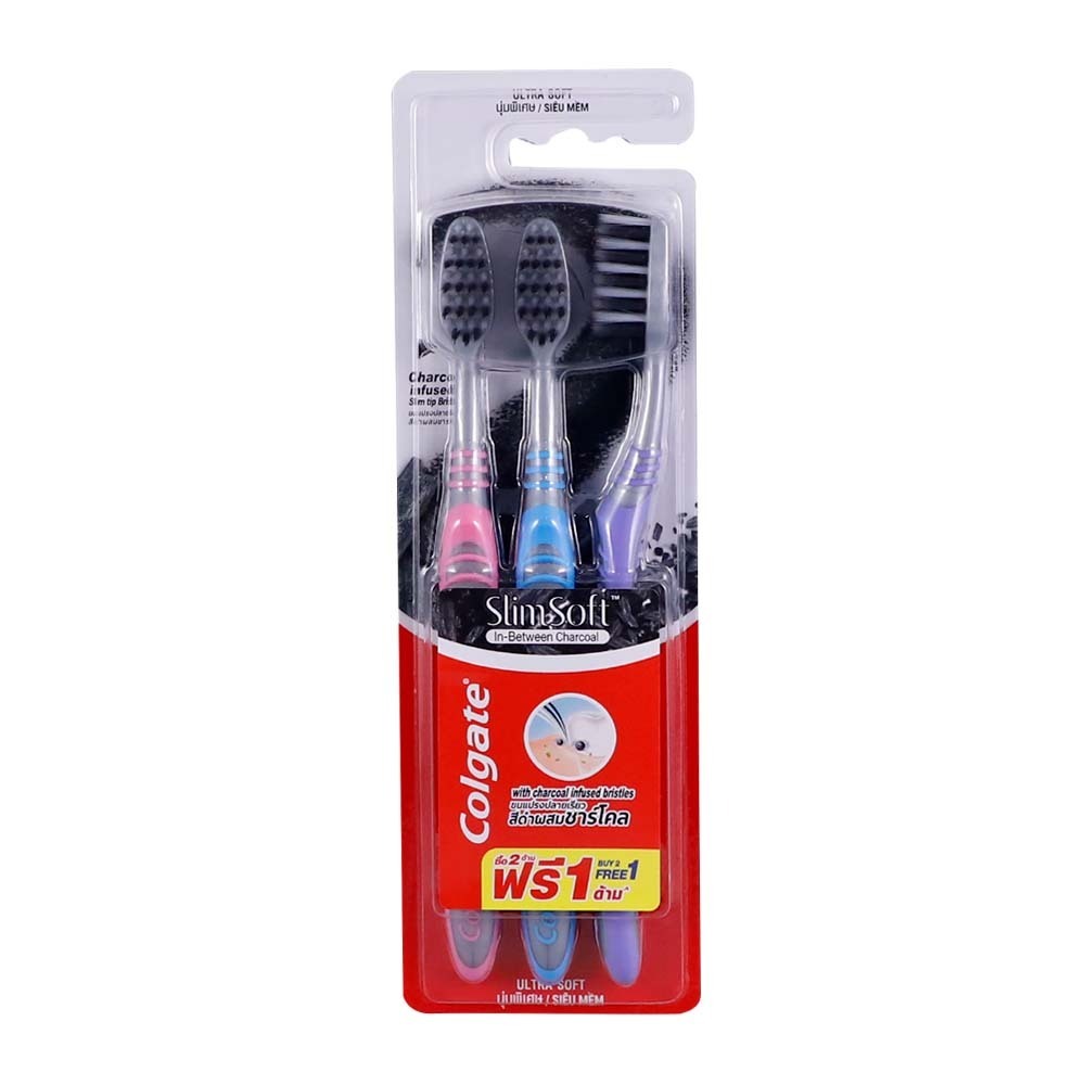 Colgate Toothbrush Slim Soft Between Charcoal 3PCS