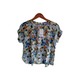 Kudos Floral Chiffon Woman Blouse Blue B-007 Large