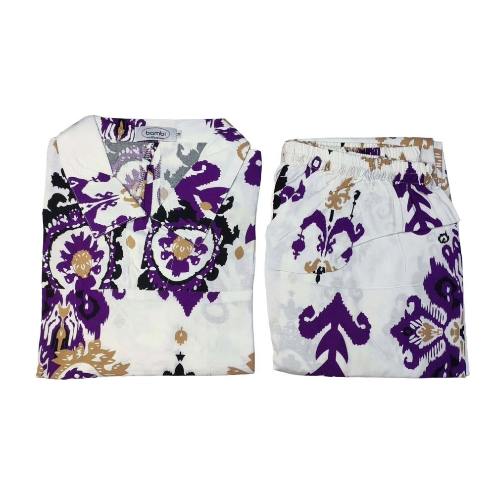 Bambi Womenwear BKK Spun Kanote Oneset D-1 S/L Violet AA0060 Medium