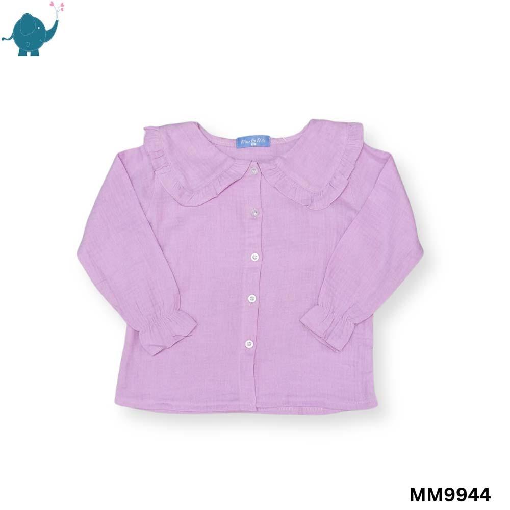 Max & Mia Kid Girl Cotton Puff Long Sleeve Blouse MM9944 Deep Pink S (3/4yrs)