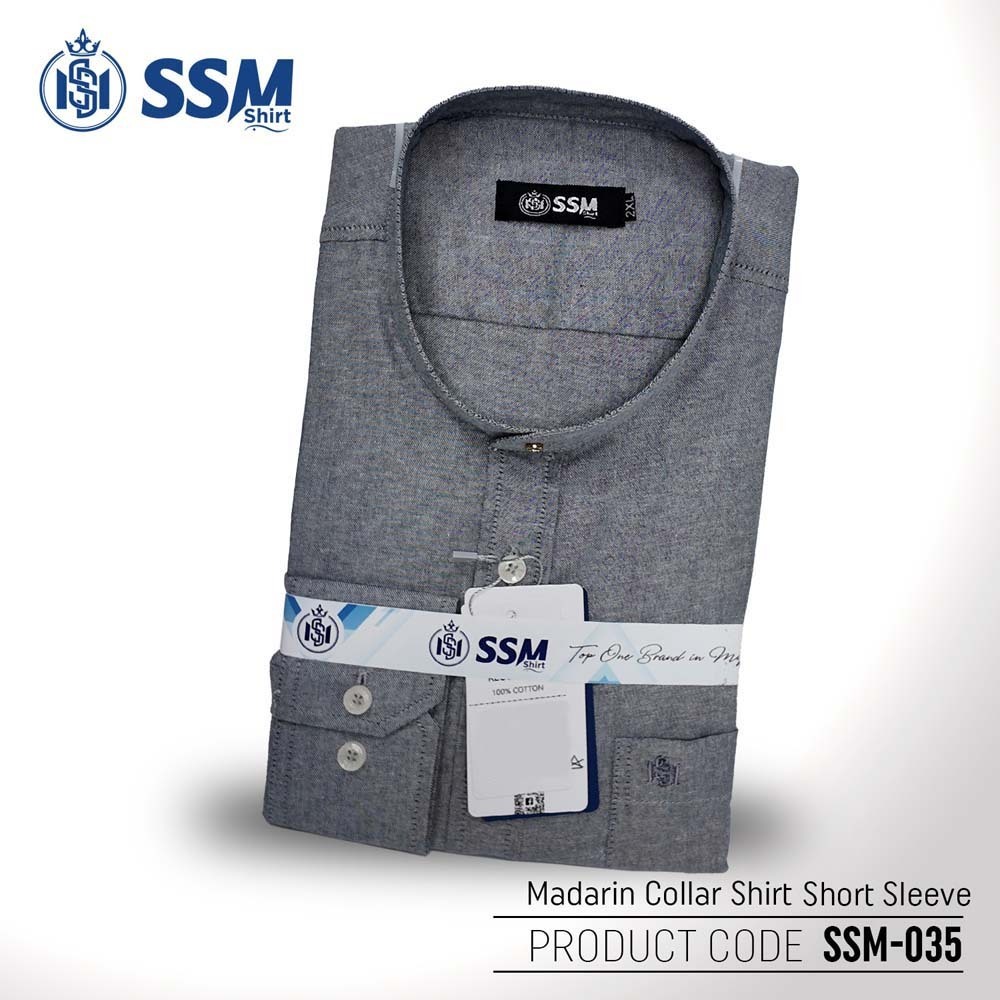 Madarin Collar Shirt Short Sleeve Over Size (Dark Gray) SSM-O-M-S-035
